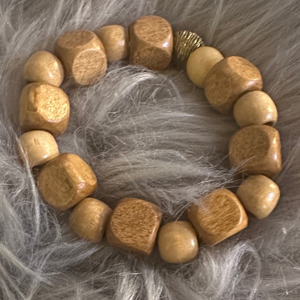 Natural Wood Beaded Bracelet